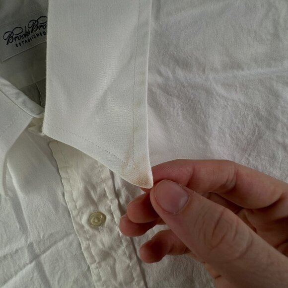 Brooks Brothers Men Cotton Adult Button Up Shirt Long Sleeve White 17 36/37 ** - Picture 8 of 13